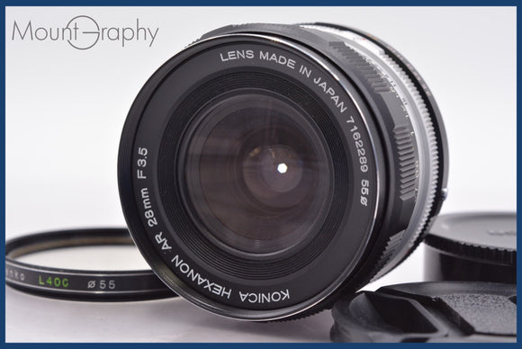 ★極上美品★ コニカ KONICA HEXANON AR 28mm F3.5 前後キャップ&レンズフィルター付 ★完動★同梱可 #am1171