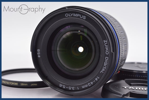★極上美品★ オリンパス OLYMPUS ZUIKO DIGITAL 14-42mm F3.5-5.6 前後キャップ&レンズフィルター付 ★完動★同梱可 #am1170