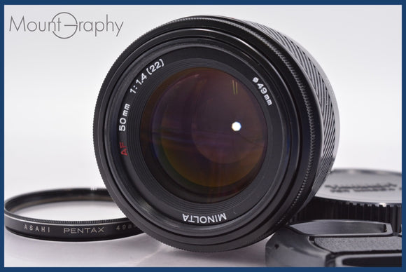 ★極上美品★ ミノルタ MINOLTA AF 50mm F1.4 前後キャップ&レンズフィルター付 ★完動★同梱可 #am1106