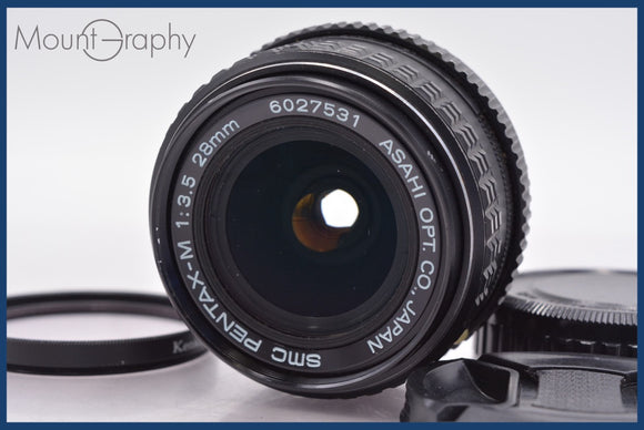 ★極上美品★ ペンタックス PENTAX SMC PENTAX-M 28mm F3.5 前後キャップ&レンズフィルター付 ★完動★同梱可 #am1107