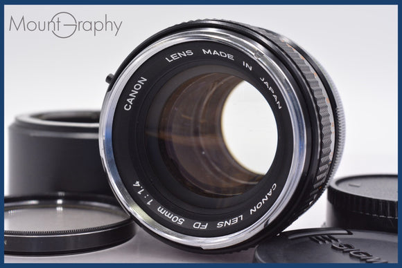 ★極上美品★ キヤノン Canon FD 50mm F1.4 前後キャップ&レンズフィルター、レンズフード付 ★完動★同梱可 #am1052