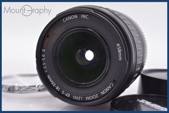 ★ジャンク特価★ キヤノン Canon EF-S 18-55mm F3.5-5.6 II USM 前後キャップ&レンズフィルター付 同梱可 #am1348