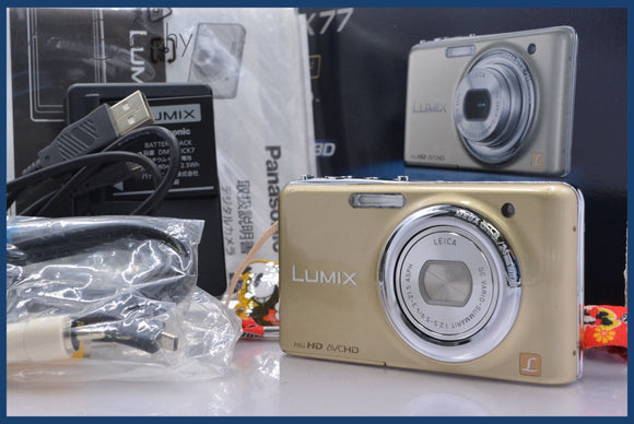 ★極上美品★ パナソニック Panasonic LUMIX DMC-FX77 元箱、バッテリー、充電器、メモリーカード、取扱説明書付属 ★完動★同梱可 #am1596
