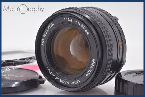 ★良品★ ミノルタ MINOLTA MD ROKKOR 50mm F1.4 前後キャップ&レンズフィルター付 ★完動★同梱可 #am1609