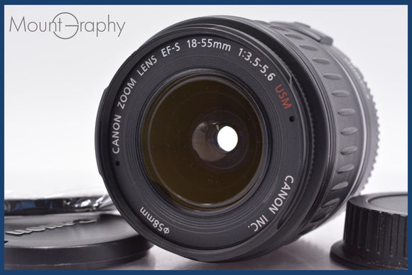 ★極上美品★ キヤノン Canon EF-S 18-55mm F3.5-5.6 USM 前後キャップ&レンズフィルター付 ★完動★同梱可 #am1723
