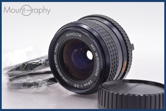 ★極上美品★ ミノルタ MINOLTA MD W.ROKKOR 28mm F3.5 前後キャップ&レンズフィルター付 ★完動★同梱可 #am1734