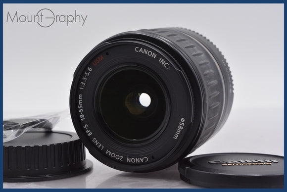 ★良品★ キヤノン Canon EF-S 18-55mm F3.5-5.6 USM 前後キャップ&レンズフィルター付 ★完動★同梱可 #am888