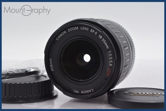 ★良品★ キヤノン Canon EF-S 18-55mm F3.5-5.6 USM 前後キャップ&レンズフィルター付 ★完動★同梱可 #am897