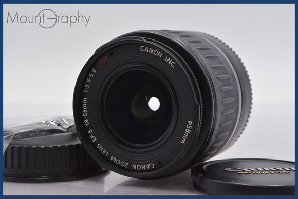 ★極上美品★ キヤノン Canon EF-S 18-55mm F3.5-5.6 USM 前後キャップ&レンズフィルター付 ★完動★同梱可 #am899