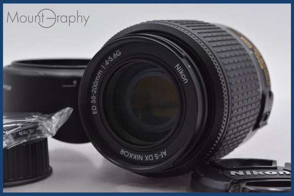 ★良品★ ニコン Nikon AF-S NIKKOR DX 55-200mm F4-5.6 G ED 前後キャップ&レンズフィルター、レンズフード付 ★完動★同梱可 #am907