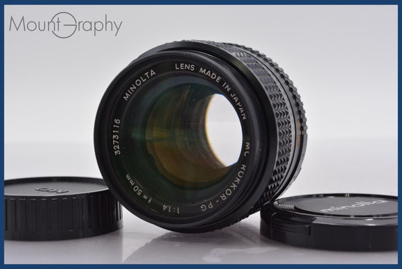 ★良品★ ミノルタ MINOLTA MC ROKKOR-PG 50mm F1.4 前後キャップ&レンズフィルター付 ★完動★同梱可 #am916