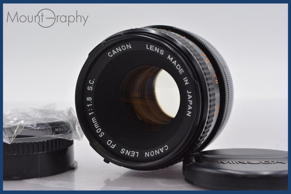 ★良品★ キヤノン Canon FD 50mm F1.8 S.C. 前後キャップ&レンズフィルター付 ★完動★同梱可 #am938