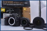 【動作保証】 ニコン Nikon D3300 ダブルズームキット 18-55mm 55-200mm 元箱、使用説明書、バッテリー他 #am9830