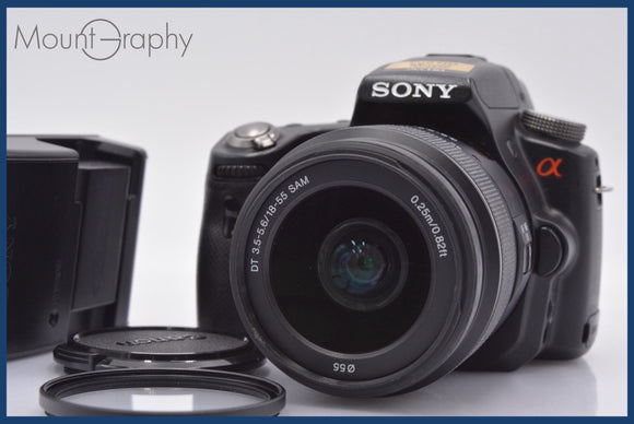 ★極上美品★ ソニー SONY α55 + SONY DT 18-55mm F3.5-5.6 SAM 前キャップ&レンズフィルター、バッテリー付属 ★完動★同梱可 #mj2600