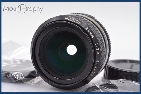 ★極上美品★ ニコン Nikon NIKKOR 28mm F2.8 Ai 前後キャップ&レンズフィルター付 ★完動★同梱可 #mj3002
