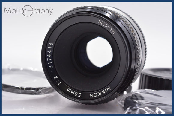 ★良品★ ニコン Nikon NIKKOR 50mm F2 非Ai 前後キャップ&レンズフィルター付 ★完動★同梱可 #mj5507