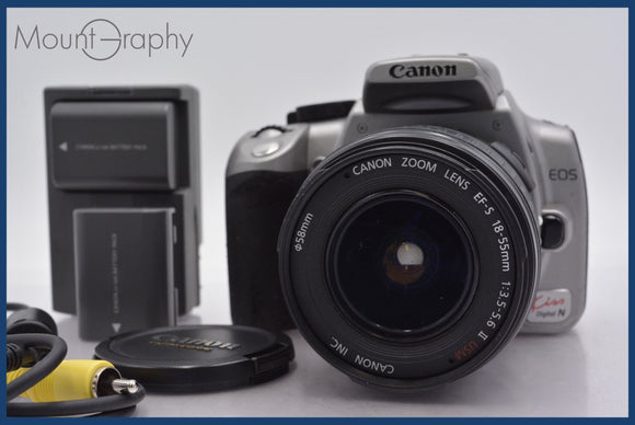 ★極上美品★ キヤノン Canon EOS Kiss Digital N +  Canon EF-S 18-55mm F3.5-5.6 II USM 前キャップ、バッテリー、充電器付属  #mj5806