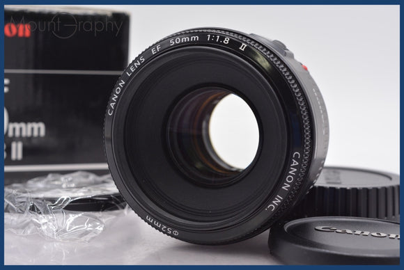 ★良品★ キヤノン Canon EF 50mm F1.8 II 前後キャップ&レンズフィルター、元箱付 ★完動★同梱可 #mj5813