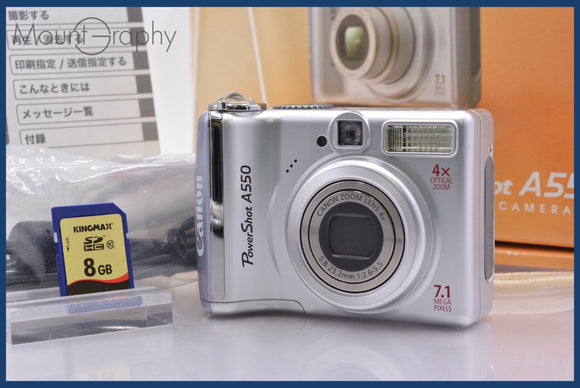 ★極上美品★ キヤノン Canon PowerShot A550 4x 単三電池仕様 元箱、取扱説明書、メモリーカード付属 ★完動★同梱無料 #mj6842
